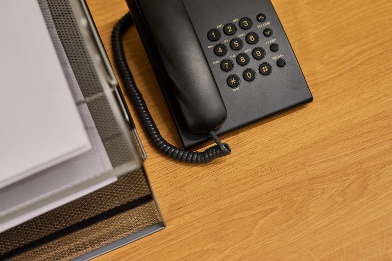 a multi-line phone system in a desk