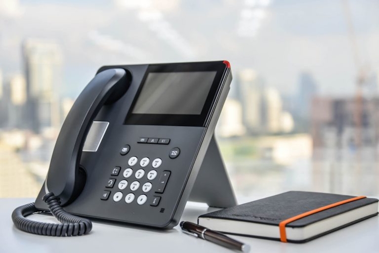 enterprise voip phone and notebook