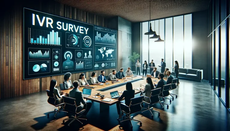 a group of employees conducting ivr survey